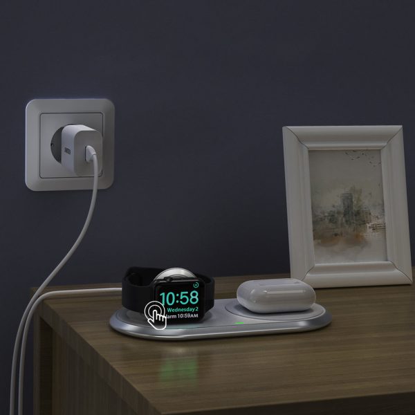 Qi 2in1 bezvadu lādētājs Apple Watch viedtālrunim ar USB CEP