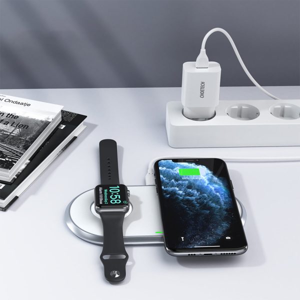 Qi 2in1 bezvadu lādētājs Apple Watch viedtālrunim ar USB CEP