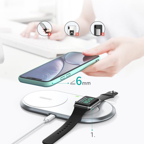 Qi 2in1 bezvadu lādētājs Apple Watch viedtālrunim ar USB CEP