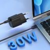 USB GAN lādētāja tips C PD 30W Black