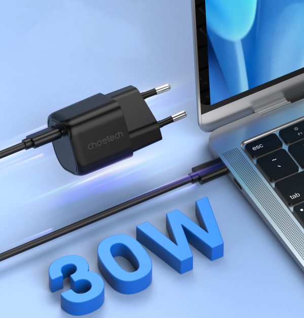 USB GAN lādētāja tips C PD 30W Black