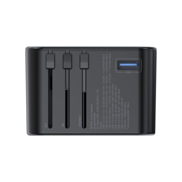 Ātra ceļojuma lādētājs ES UK UK USA AUS 3XUSB 30-65W Black