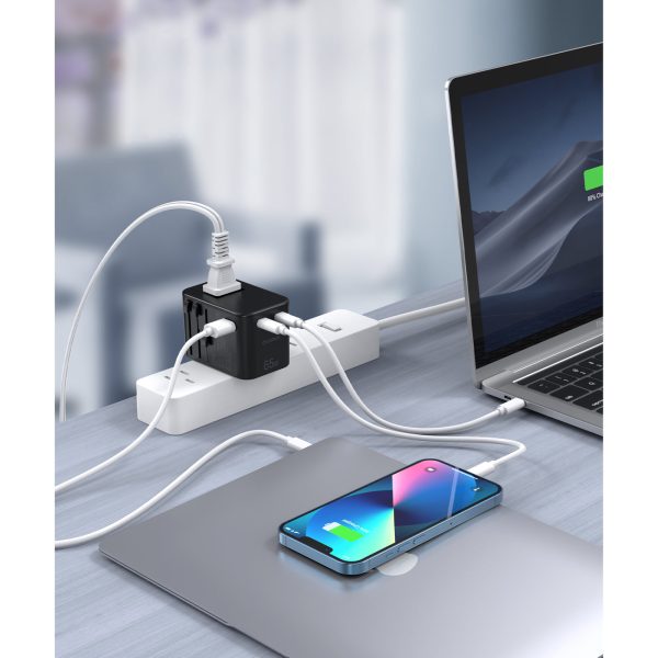 Ātra ceļojuma lādētājs ES UK UK USA AUS 3XUSB 30-65W Black