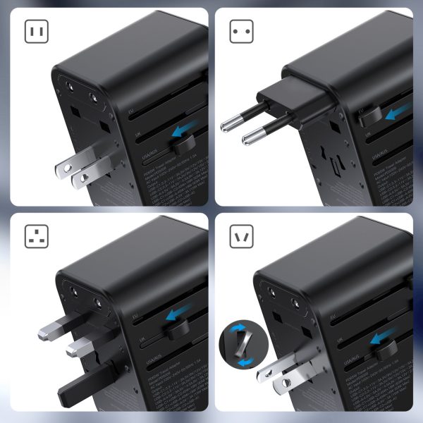 Ātra ceļojuma lādētājs ES UK UK USA AUS 3XUSB 30-65W Black