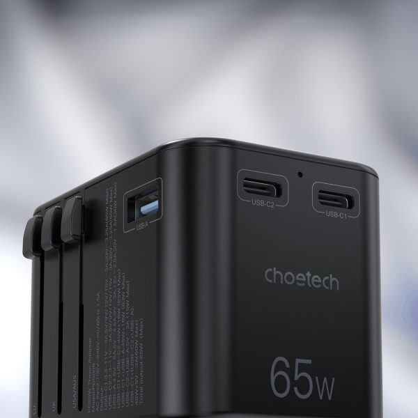 Ātra ceļojuma lādētājs ES UK UK USA AUS 3XUSB 30-65W Black