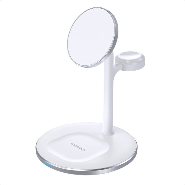 Indukcija bezvadu lādētājs ar iPhone Apple Watch AirPods White