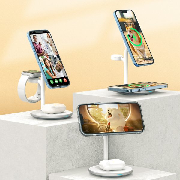 Indukcija bezvadu lādētājs ar iPhone Apple Watch AirPods White