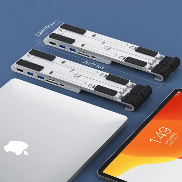 Stāviet par PD USB-C HDMI 2XUSB-A 1XUSB-C 1XSD 1XTF melnais klēpjdators