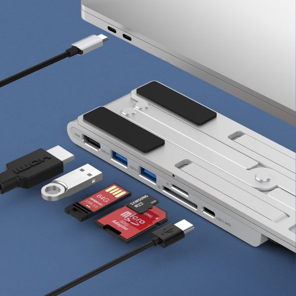 Stāviet par PD USB-C HDMI 2XUSB-A 1XUSB-C 1XSD 1XTF melnais klēpjdators