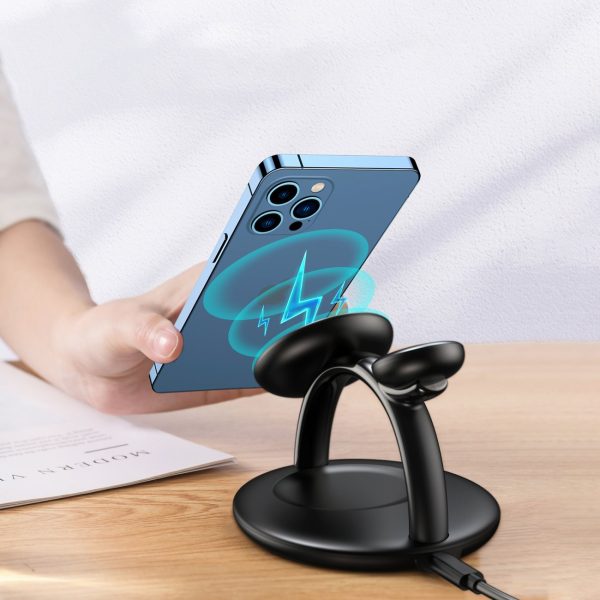 Indukcijas uzlādes stacija iPhone AirPods Pro Apple Watch 3in1 Black