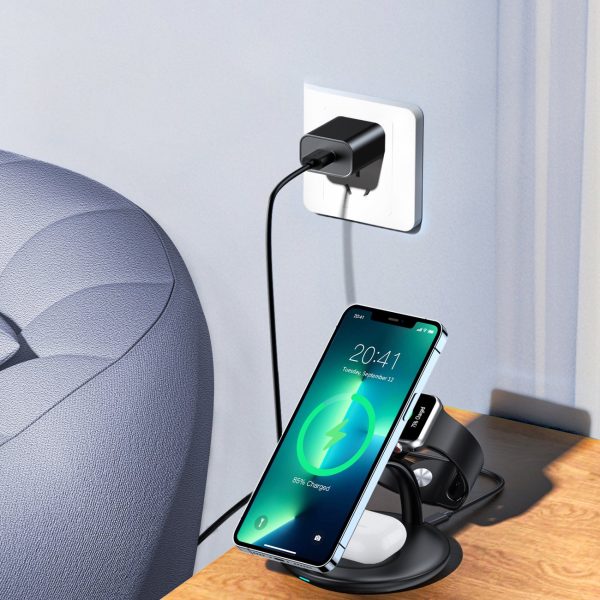 Indukcijas uzlādes stacija iPhone AirPods Pro Apple Watch 3in1 Black