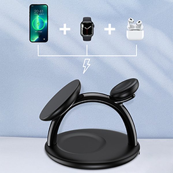 Indukcijas uzlādes stacija iPhone AirPods Pro Apple Watch 3in1 Black