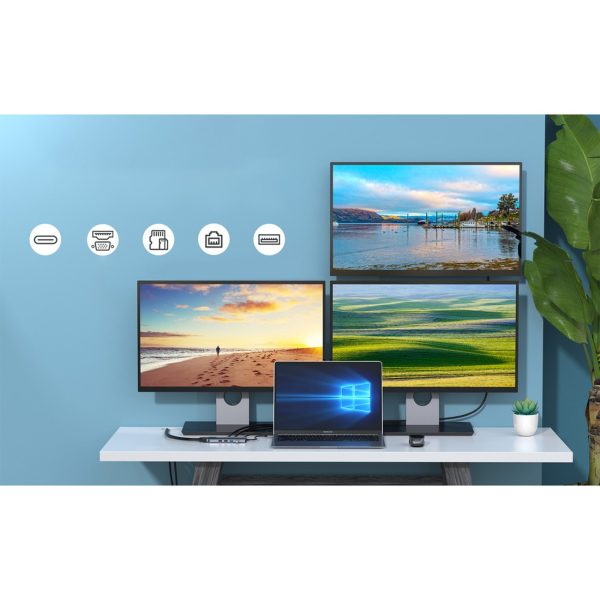 Daudzfunkcionāls centrmezgla adapteris ar USB-C USB-A VGA AUX SD TF 12in1 displeju