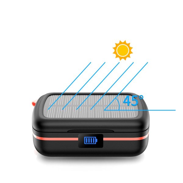 Ūdensnecaurlaidīgas TWS bezvadu austiņas ar saules lādētāju un 2500mAh PowerBank melna