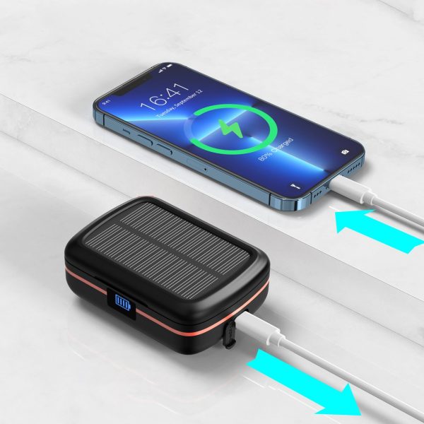 Ūdensnecaurlaidīgas TWS bezvadu austiņas ar saules lādētāju un 2500mAh PowerBank melna