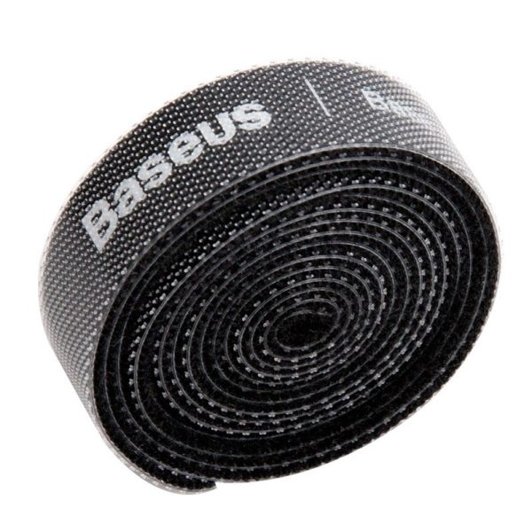 Kabeļa organizators 1m melns velcro lente