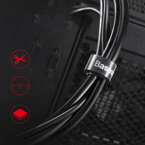 Kabeļa organizators 1m melns velcro lente