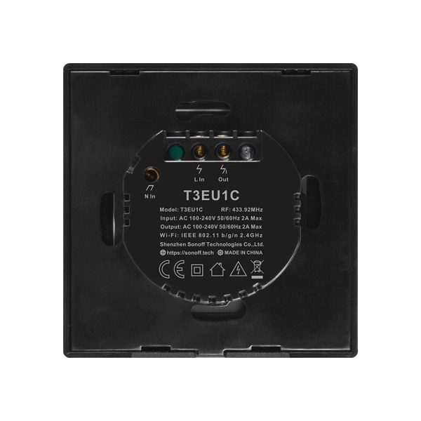 Pieskares gaismas slēdža slēdža wifi poga 433 MHz rf melns t3eu1c-tx