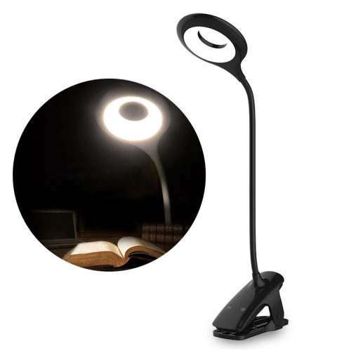 Bezvadu LED lukturis lasīšanai ar klipu + mikro USB kabeli melns