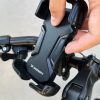 Spēcīgs tālruņa turētājs motocikla motorollera melna stūre