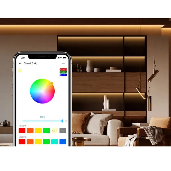 LED lentes inteliģents ūdensnecaurlaidīgs RGB pilota wifi barošanas avots 5m