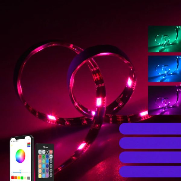 LED lente inteliģenta ūdensnecaurlaidīga lente RGB pilota wifi barošanas avots 2m