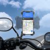 Rokturiet ar stiprinājumu tālruņa motocikla viedtālrunī melnam stūrei