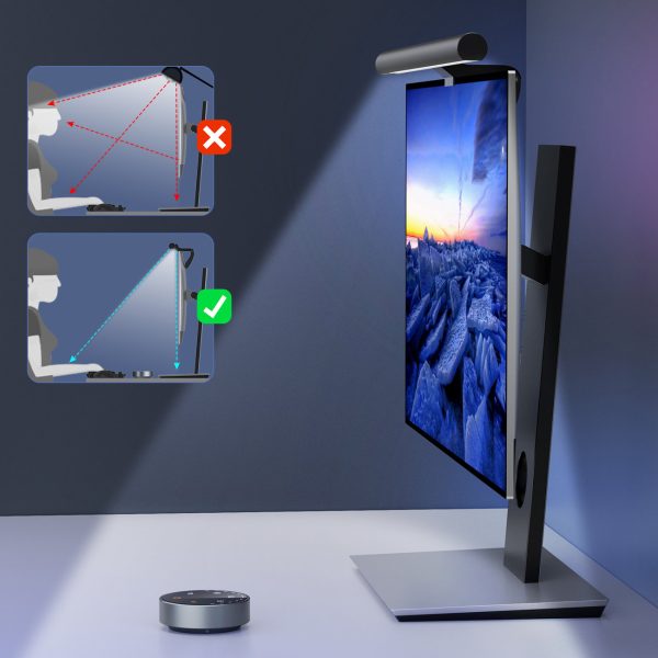 Bezvadu LED lukturu apgaismojums ekrāna monitora Engeense Black - iestatiet 2 datorus.