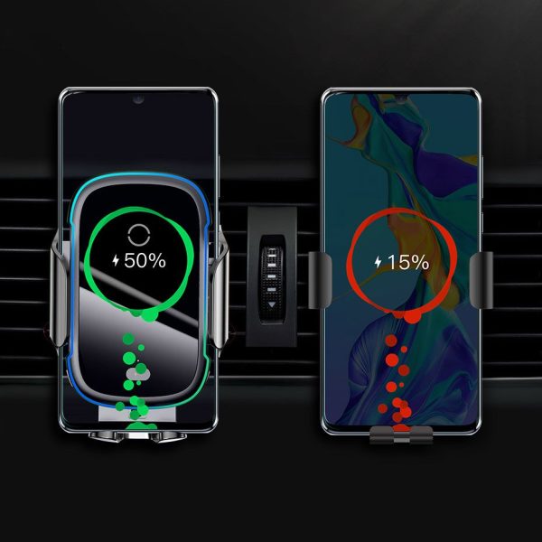 Automātiska elektriskā automašīna rokturis bezvadu lādētājs Qi 15W melns