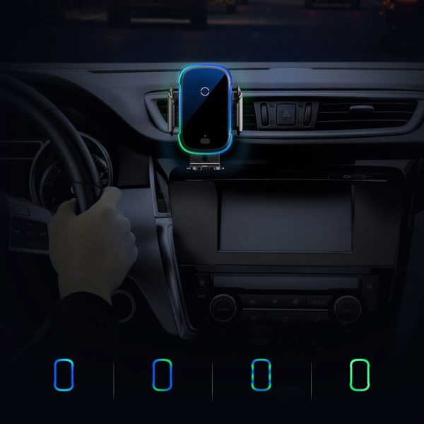 Automātiska elektriskā automašīna rokturis bezvadu lādētājs Qi 15W melns