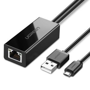 Ārējais LAN mikro USB USB 100Mbps Chromecast 1m melns