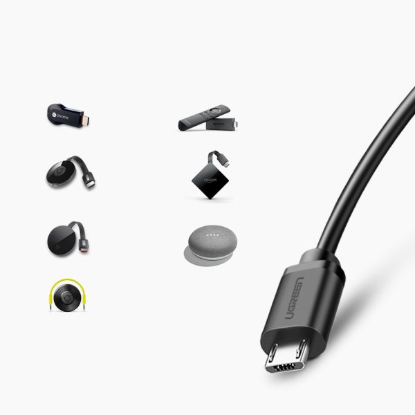 Ārējais LAN mikro USB USB 100Mbps Chromecast 1m melns