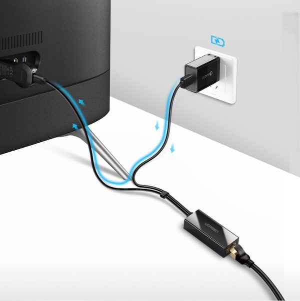 Ārējais LAN mikro USB USB 100Mbps Chromecast 1m melns