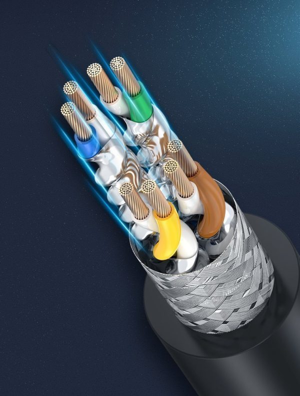 Patchcord kabeļa tīkla kabeļa Ethernet RJ45 Cat 8 T568B 2M