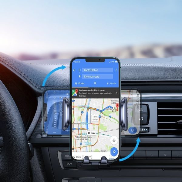 Automašīnas rokturis rūtainam lādētājam Qi 15W melnā krāsā
