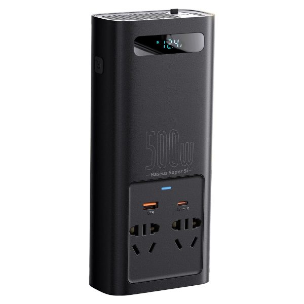 Automašīnas sprieguma sprieguma pārveidotājs 12 V uz 230 V 500W ES un CN spraudnis