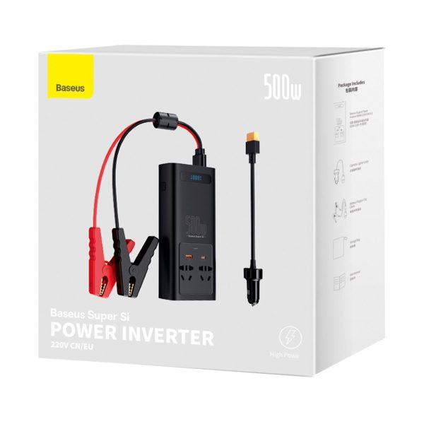 Automašīnas sprieguma sprieguma pārveidotājs 12 V uz 230 V 500W ES un CN spraudnis