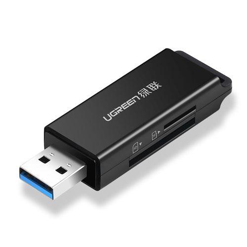 Pārnēsājams TF/SD karšu lasītājs zem USB 3.0 melna