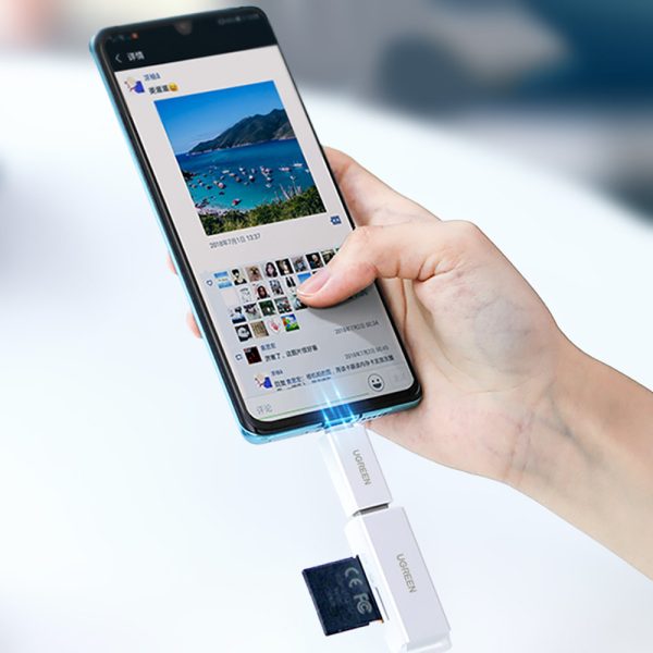 Pārnēsājams TF/SD karšu lasītājs zem USB 3.0 melna