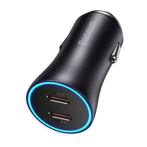 Zelta kontaktoru pro 2xusB-C 40W pelēkās automašīnas lādētājs