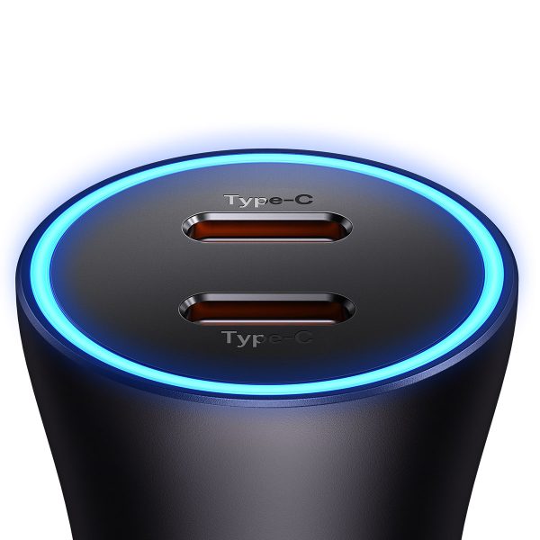 Zelta kontaktoru pro 2xusB-C 40W pelēkās automašīnas lādētājs