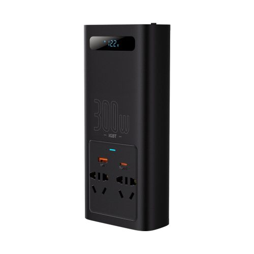 CAR 12V strāvas sprieguma pārveidotājs - 220V IGBT 300W (CN/Eu spraudnis) melns
