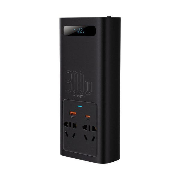 CAR 12V strāvas sprieguma pārveidotājs - 220V IGBT 300W (CN/Eu spraudnis) melns