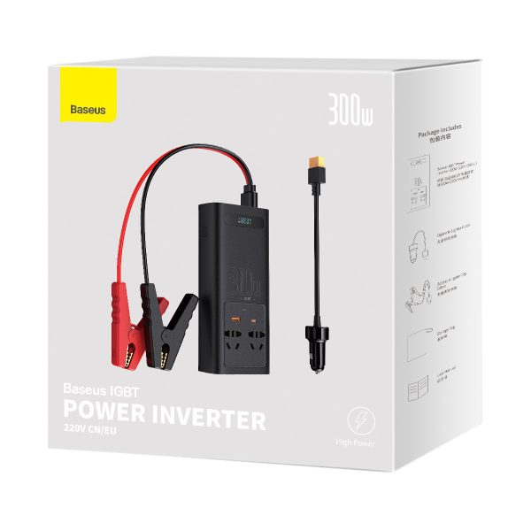 CAR 12V strāvas sprieguma pārveidotājs - 220V IGBT 300W (CN/Eu spraudnis) melns