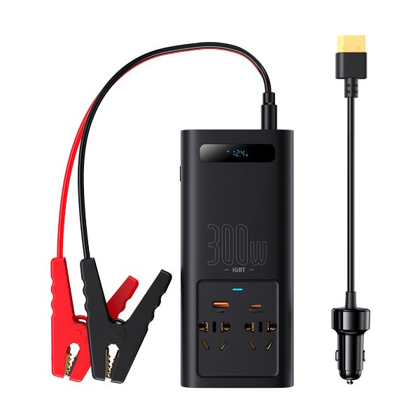 CAR 12V strāvas sprieguma pārveidotājs - 220V IGBT 300W (CN/Eu spraudnis) melns