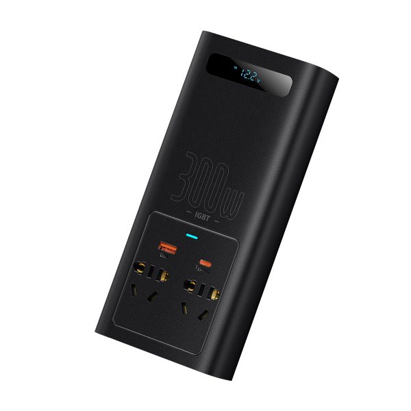 CAR 12V strāvas sprieguma pārveidotājs - 220V IGBT 300W (CN/Eu spraudnis) melns