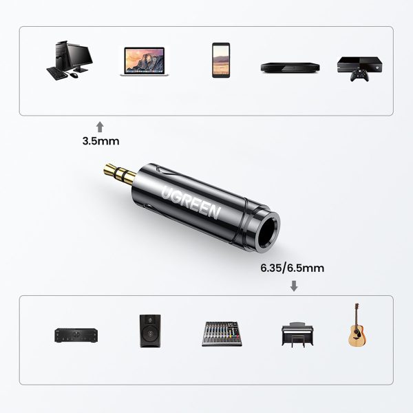 Audio adapteris 3,5 mm (vīrietis) pie 6,35 mm mini ligzda (mātīte) pelēks