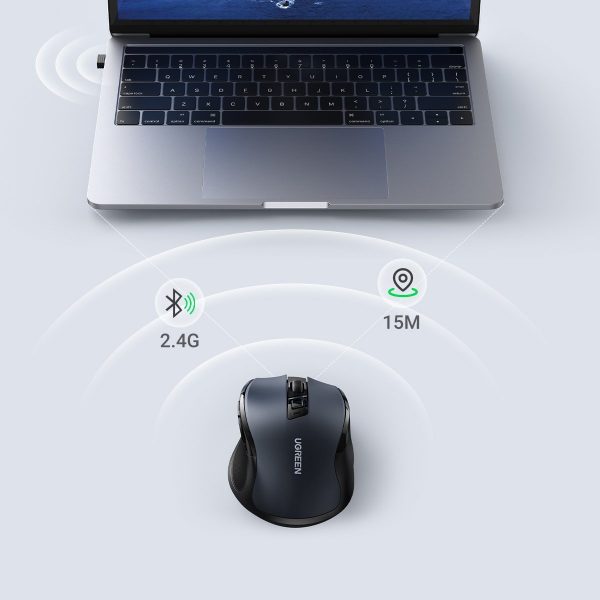 Ergonomiskā bezvadu optiskā pele USB 2,4 GHz 4000dpi melna