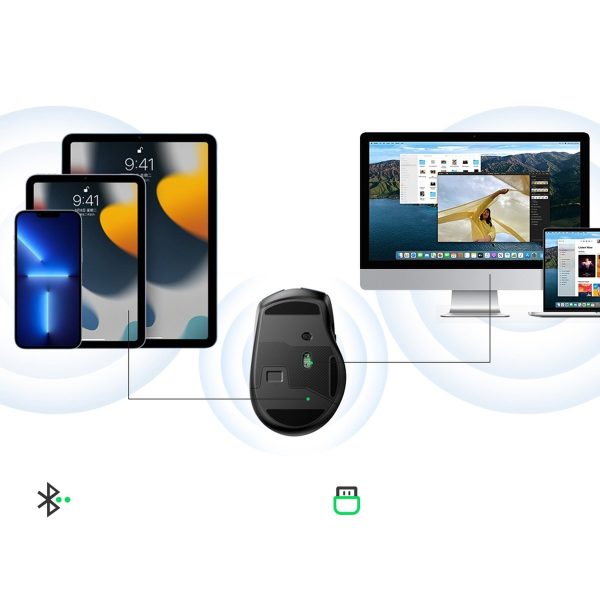 Ergonomiskā bezvadu optiskā pele USB 2,4 GHz 4000dpi melna