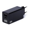 65W GAN lādētājs ar USB USB-C QC 3.0 PD melnajiem portiem